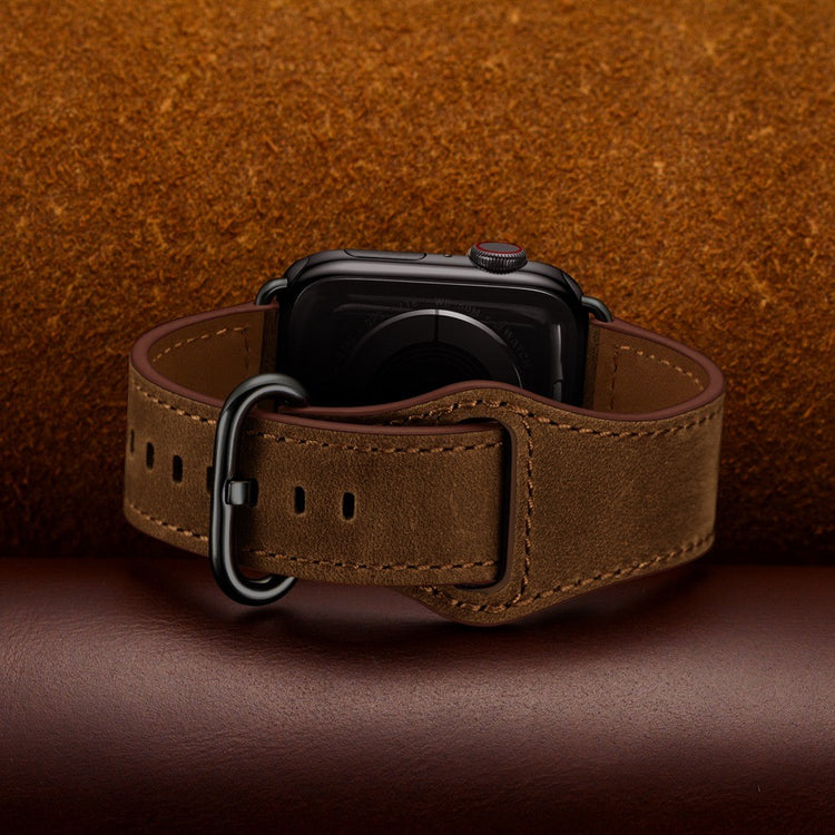 Helt vildt fed Apple Watch Series 7 45mm Ægte læder Urrem - Brun#serie_4