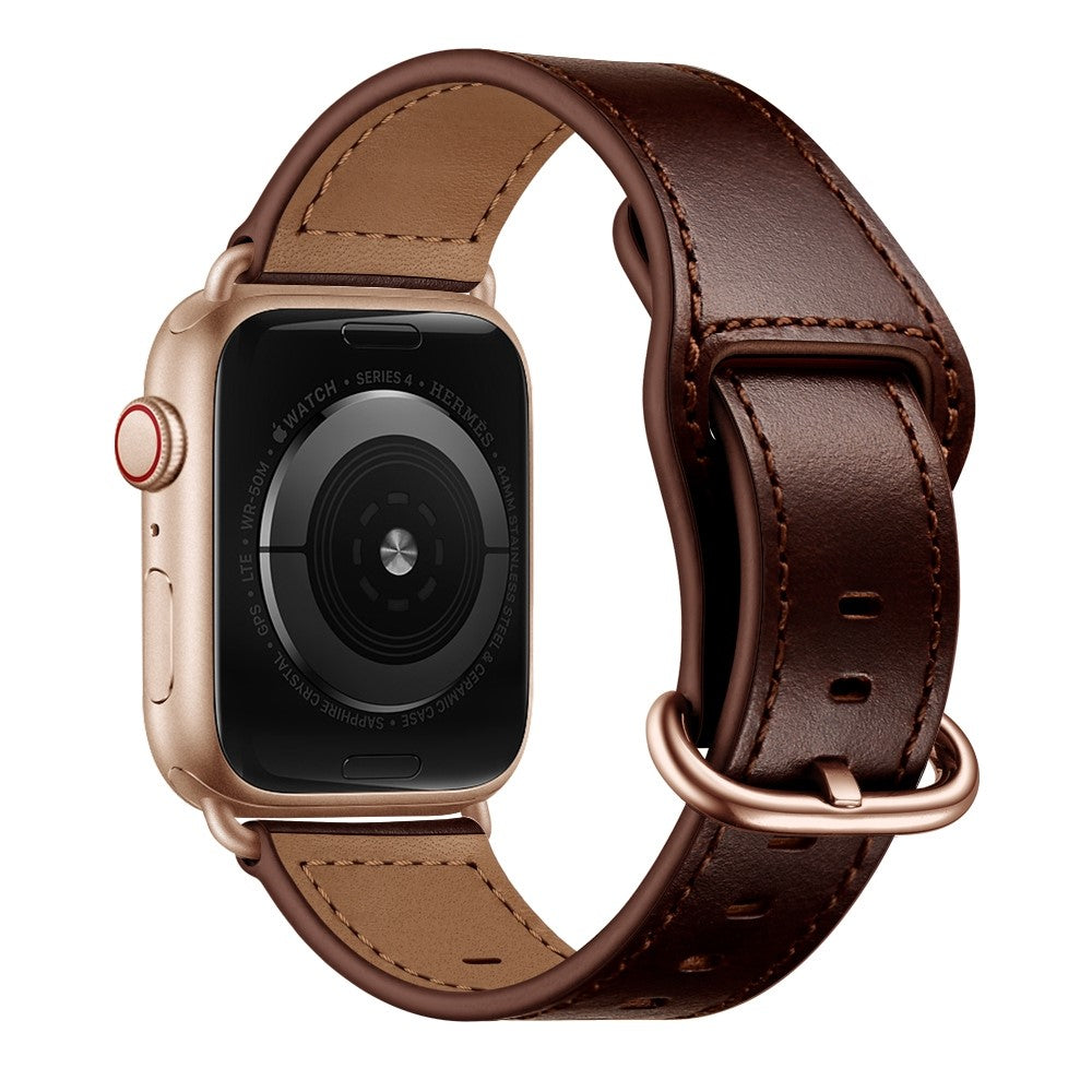 Super sejt Apple Watch Series 7 45mm Ægte læder Rem - Brun#serie_5