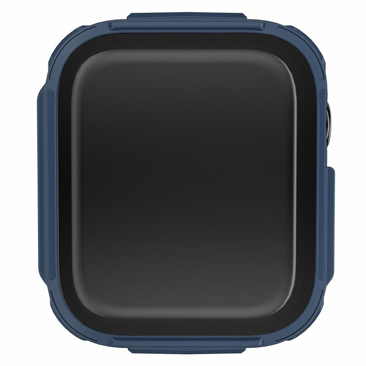 Rigtigt Fint Apple Watch Series 7 45mm Cover med Skærmbeskytter i Plastik og Hærdet Glas - Blå#serie_1