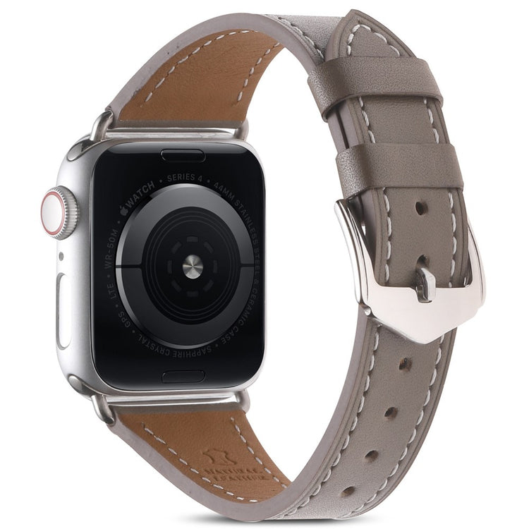 Meget holdbart Universal Apple Ægte læder Rem - Sølv#serie_10