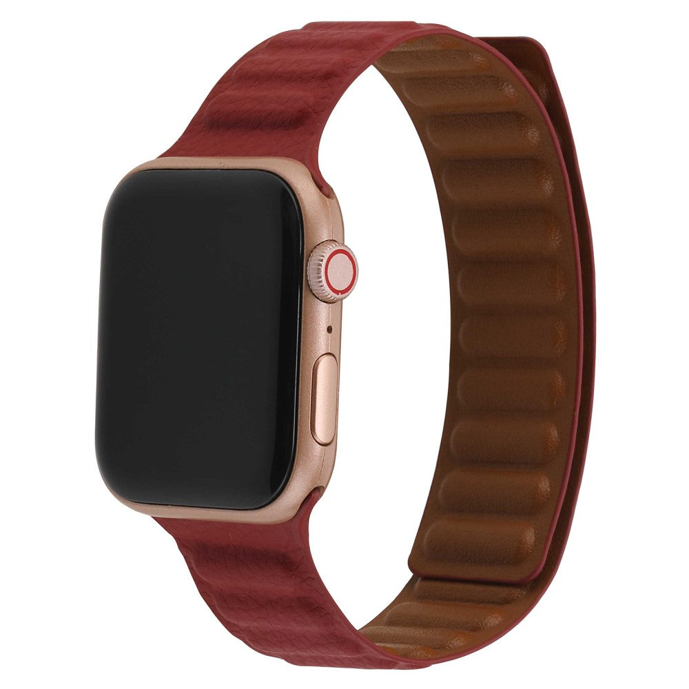 Rigtigt rart Universal Apple Ægte læder Urrem - Rød#serie_15