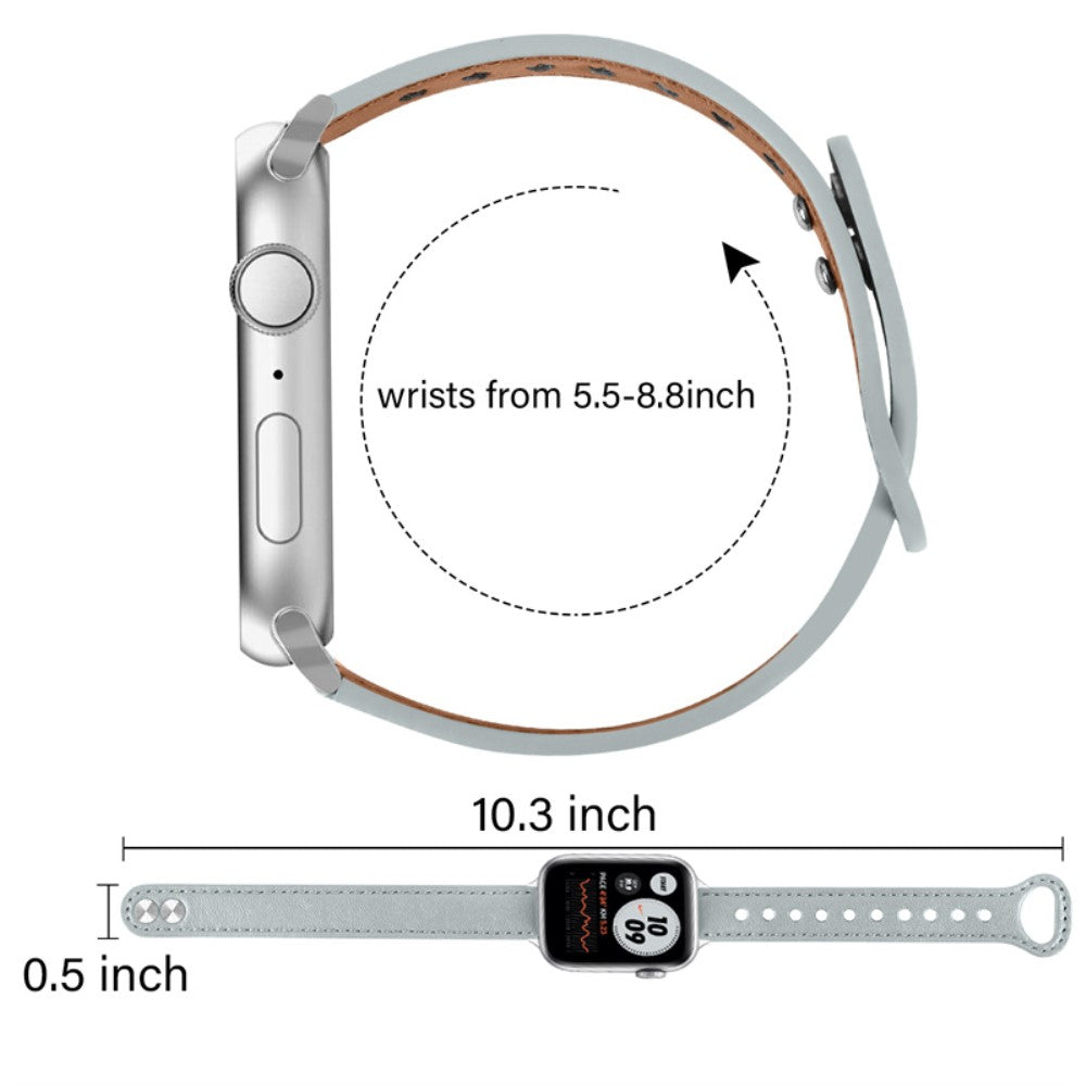 Helt vildt fed Universal Apple Ægte læder Urrem - Sølv#serie_8