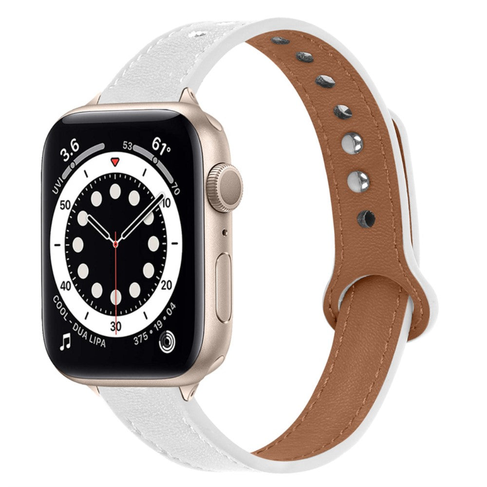 Rigtigt smuk Universal Apple Ægte læder Urrem - Hvid#serie_1