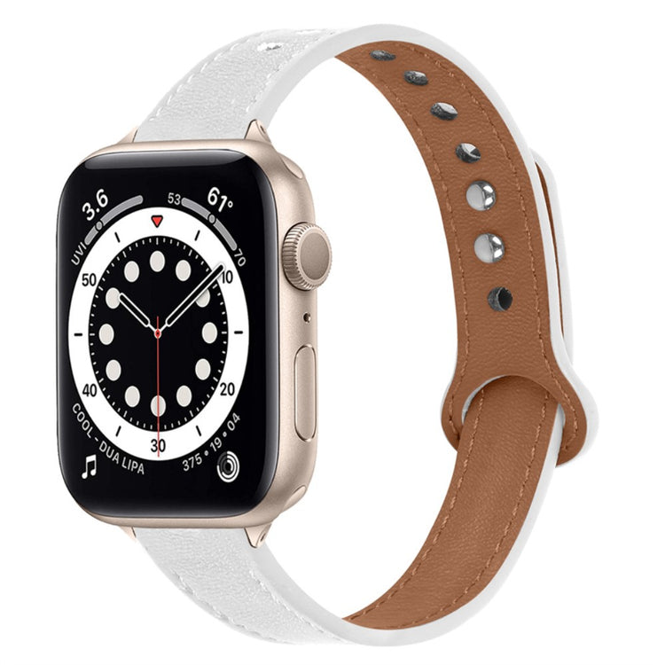 Rigtigt smuk Universal Apple Ægte læder Urrem - Hvid#serie_1