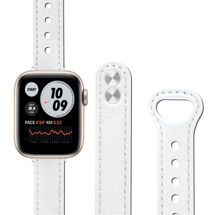 Rigtigt smuk Universal Apple Ægte læder Urrem - Hvid#serie_1