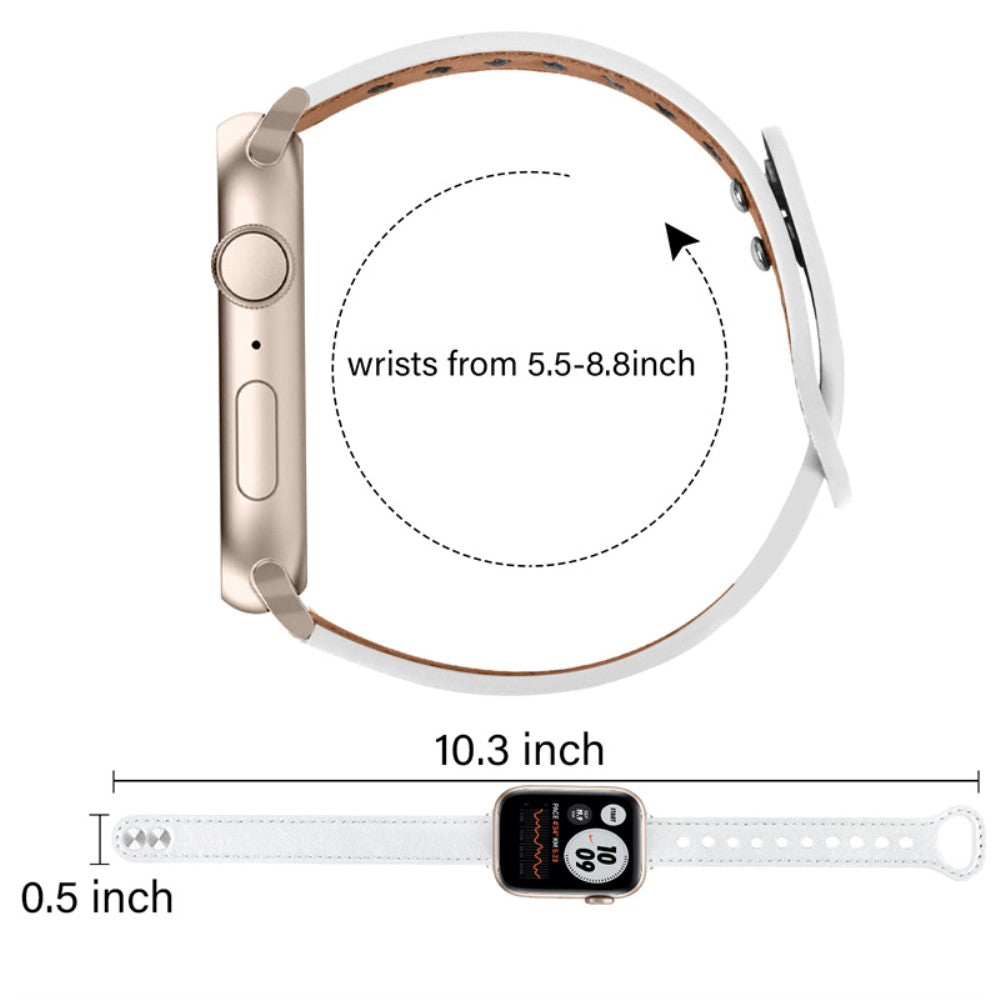 Rigtigt smuk Universal Apple Ægte læder Urrem - Hvid#serie_1
