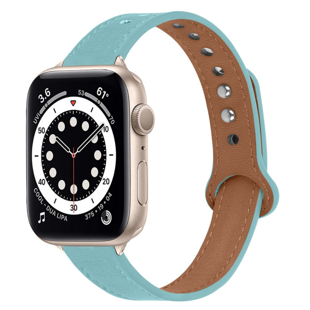 Rigtigt smuk Universal Apple Ægte læder Urrem - Blå#serie_10