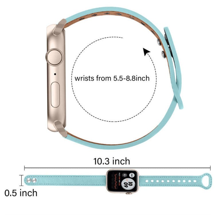 Rigtigt smuk Universal Apple Ægte læder Urrem - Blå#serie_10