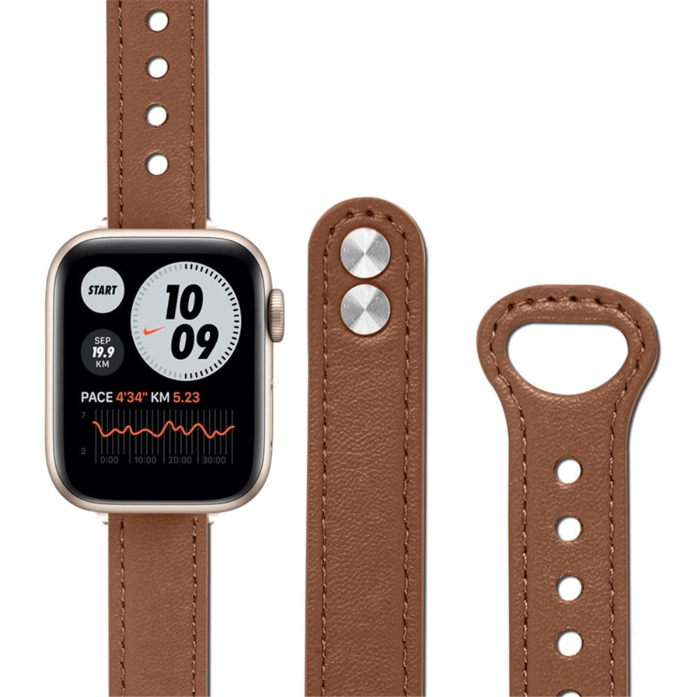 Rigtigt smuk Universal Apple Ægte læder Urrem - Brun#serie_11