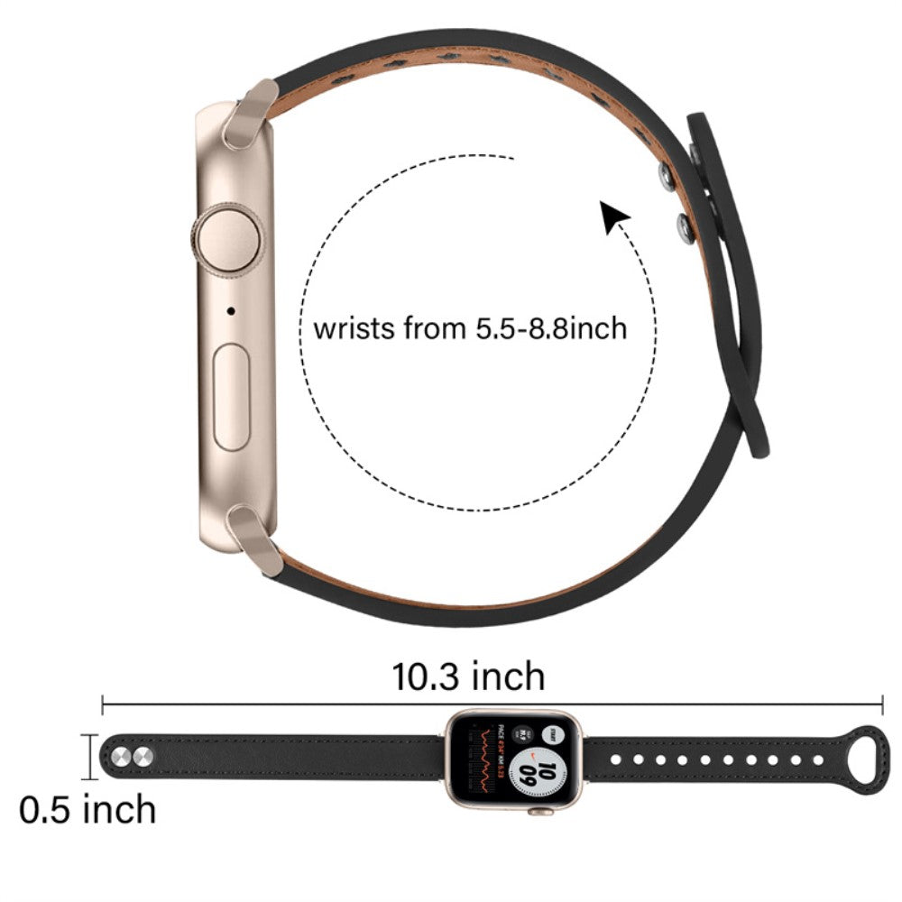Rigtigt smuk Universal Apple Ægte læder Urrem - Sort#serie_2