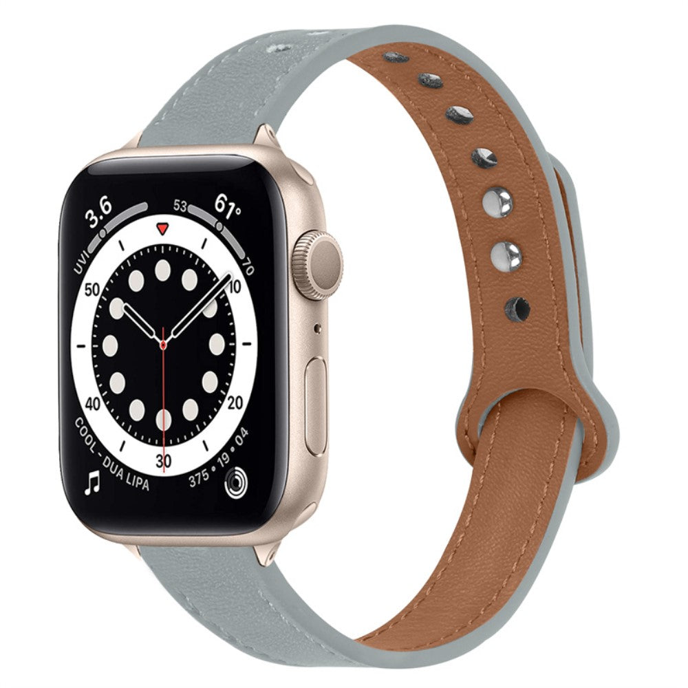 Rigtigt smuk Universal Apple Ægte læder Urrem - Sølv#serie_8
