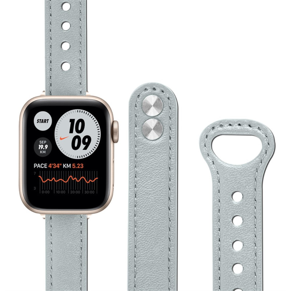 Rigtigt smuk Universal Apple Ægte læder Urrem - Sølv#serie_8