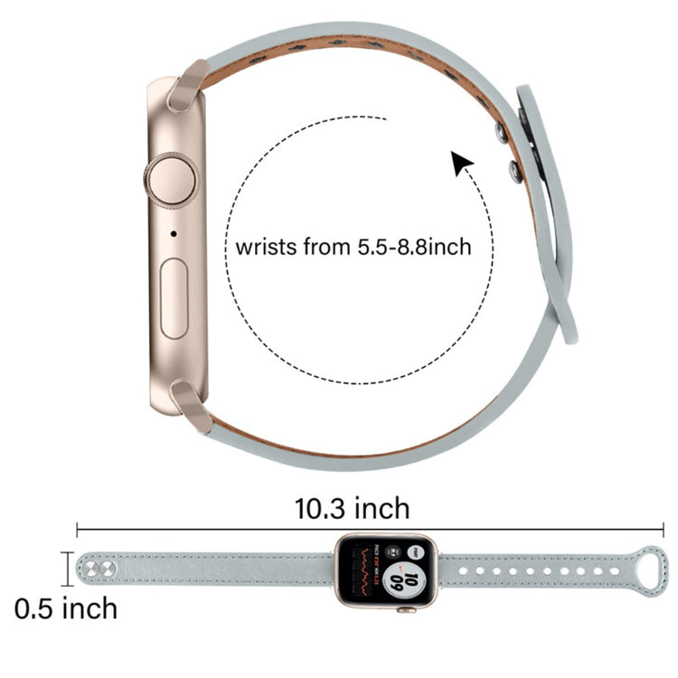 Rigtigt smuk Universal Apple Ægte læder Urrem - Sølv#serie_8