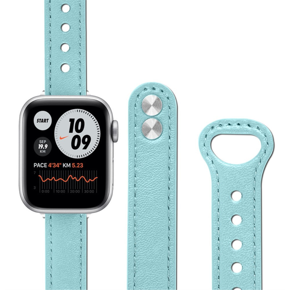 Fint Universal Apple Ægte læder Urrem - Blå#serie_10