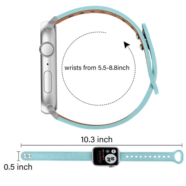 Fint Universal Apple Ægte læder Urrem - Blå#serie_10