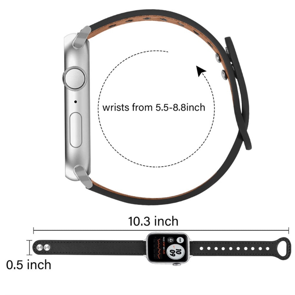 Fint Universal Apple Ægte læder Urrem - Sort#serie_2
