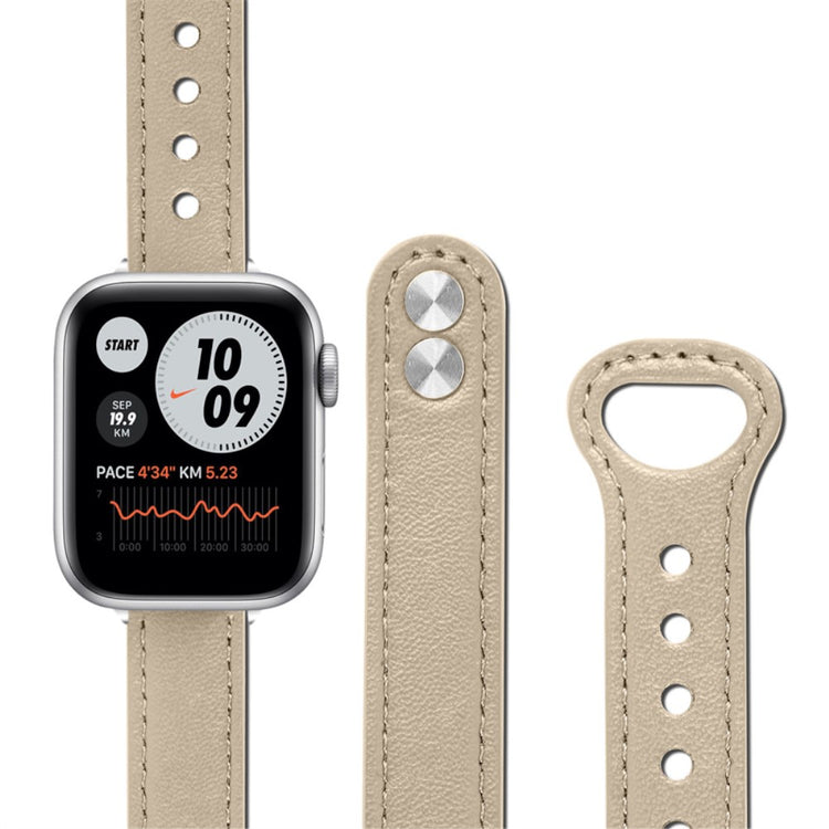 Fint Universal Apple Ægte læder Urrem - Beige#serie_3