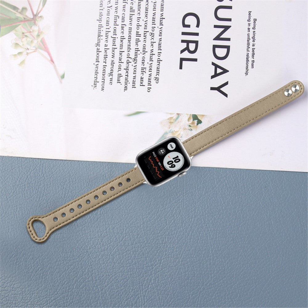 Fint Universal Apple Ægte læder Urrem - Beige#serie_3