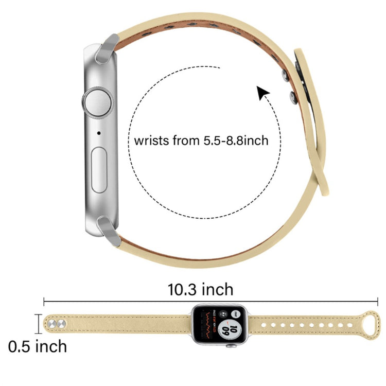 Fint Universal Apple Ægte læder Urrem - Beige#serie_5