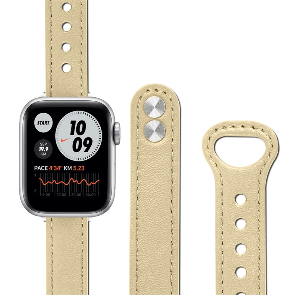 Alle tiders Universal Apple Ægte læder Urrem - Beige#serie_5