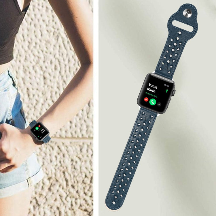 Super fantastisk Universal Apple Ægte læder Urrem - Blå#serie_4