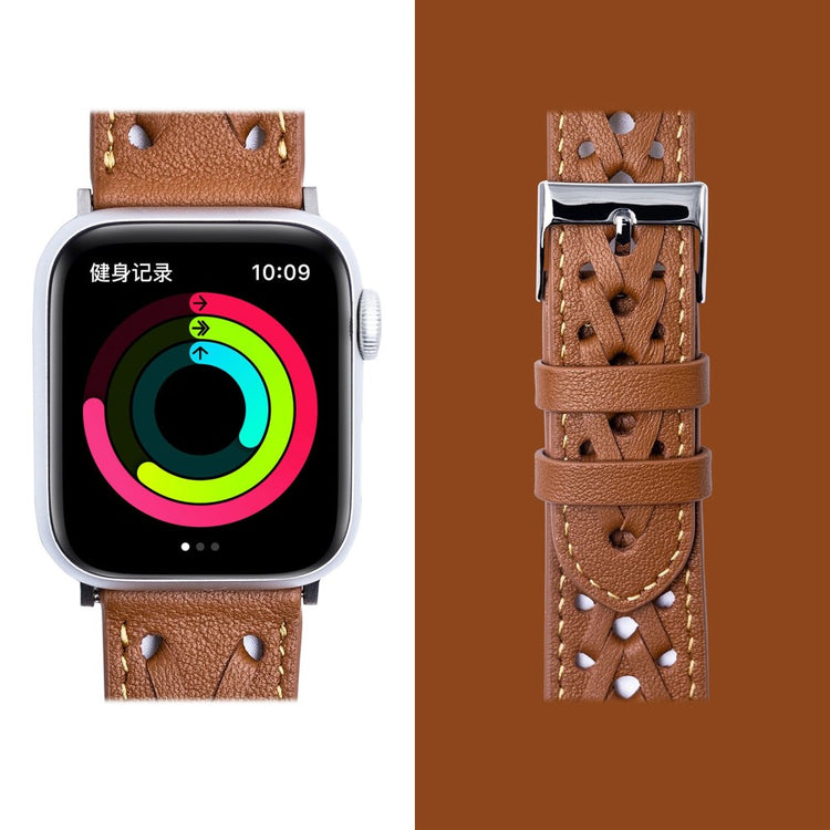 Meget hårdfør Universal Apple Ægte læder Urrem - Brun#serie_4