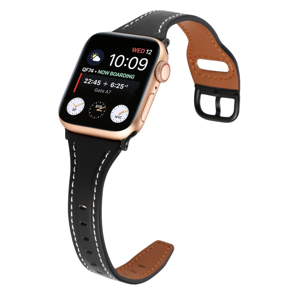 Rigtigt fint Universal Apple Ægte læder Urrem - Sort#serie_3