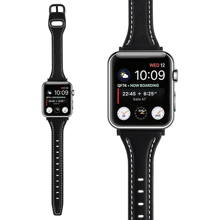 Rigtigt fint Universal Apple Ægte læder Urrem - Sort#serie_3