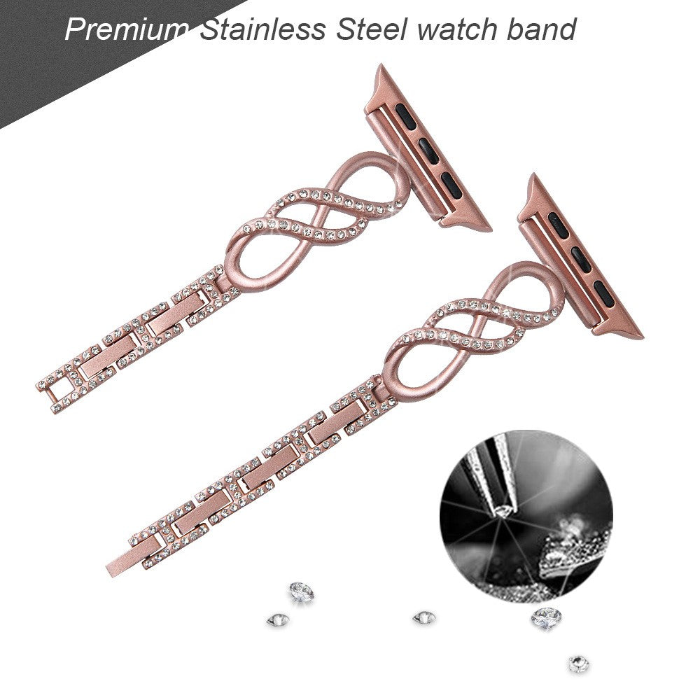 Vildt elegant Universal Apple Metal og Rhinsten Rem - Pink#serie_1