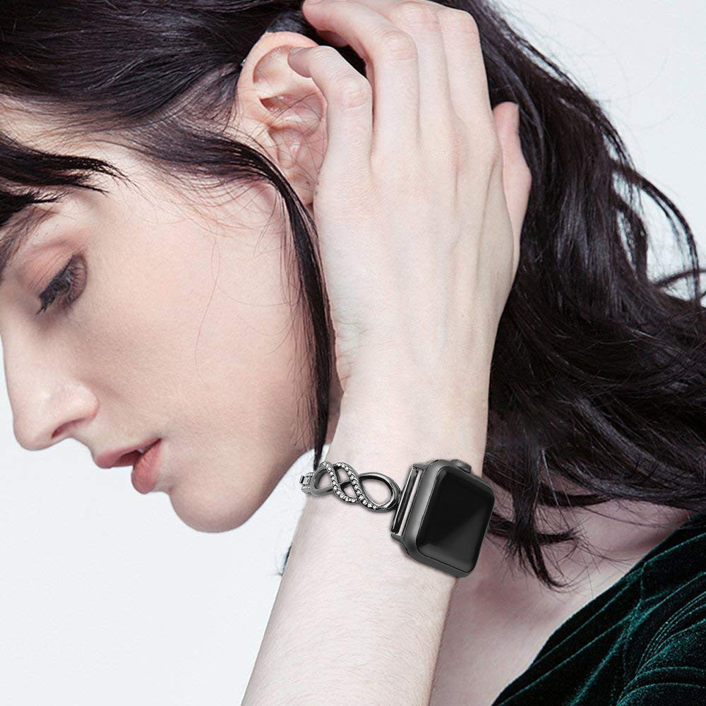 Vildt elegant Universal Apple Metal og Rhinsten Rem - Sort#serie_3