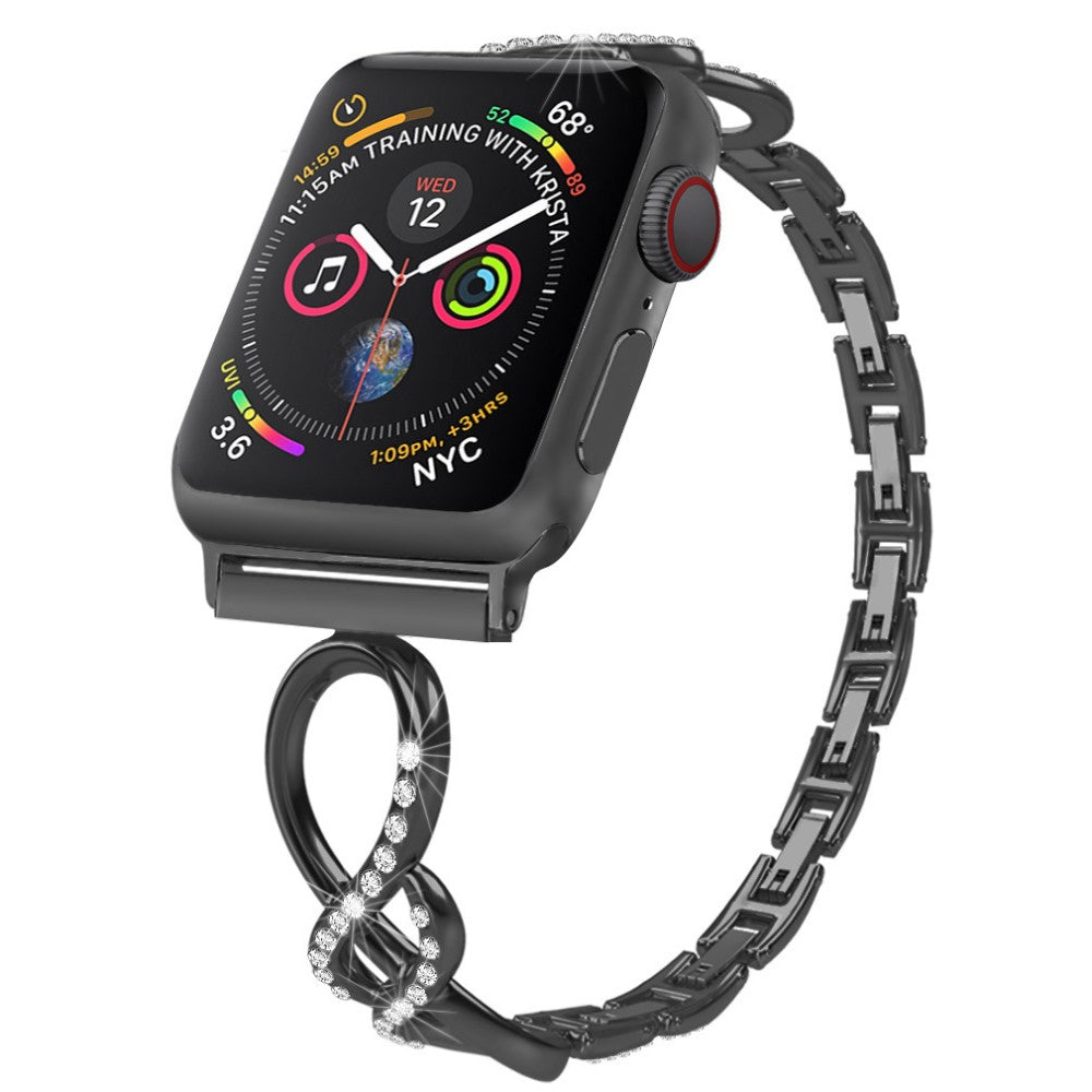 Vildt elegant Universal Apple Metal og Rhinsten Rem - Sort#serie_3