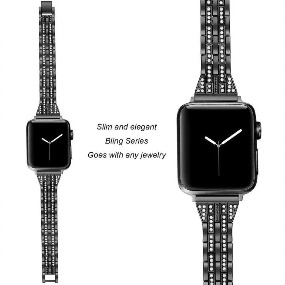 Helt vildt pænt Universal Apple Metal og Rhinsten Rem - Sort#serie_1