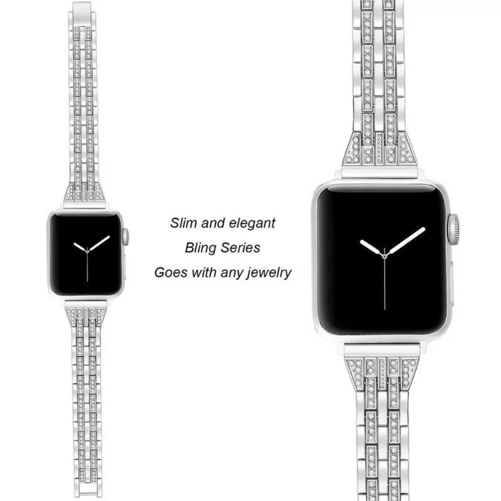 Helt vildt pænt Universal Apple Metal og Rhinsten Rem - Sølv#serie_3