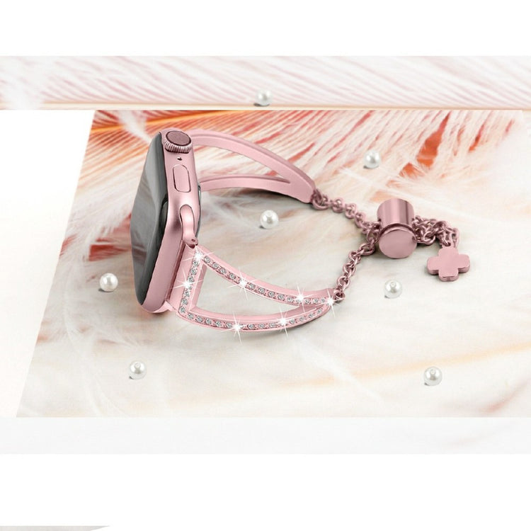 Mega skøn Universal Apple Metal og Rhinsten Rem - Pink#serie_1