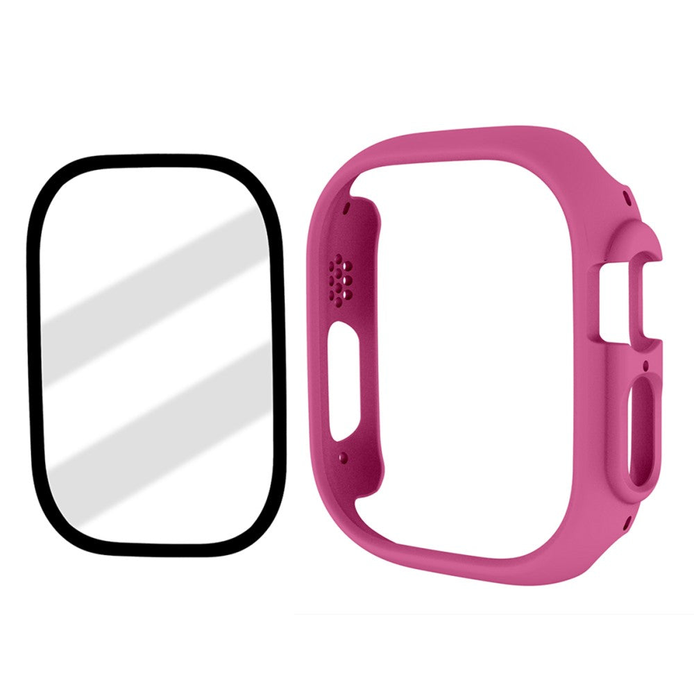 Apple Watch Ultra Plastik Cover med Skærmbeskytter og Hærdet Glas - Pink#serie_11