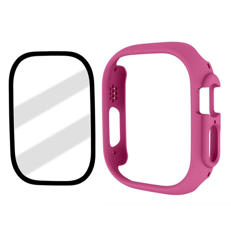Apple Watch Ultra Plastik Cover med Skærmbeskytter og Hærdet Glas - Pink#serie_11