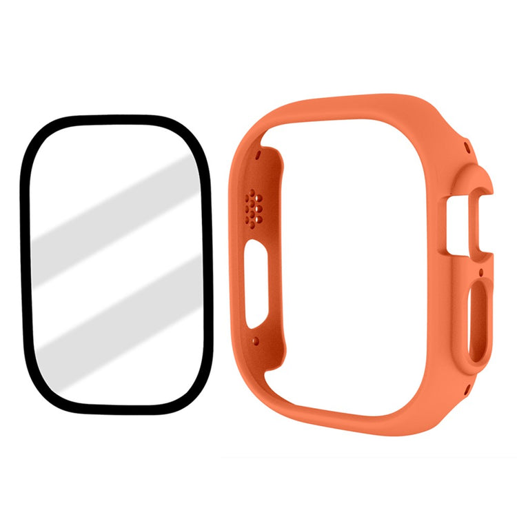 Apple Watch Ultra Plastik Cover med Skærmbeskytter og Hærdet Glas - Orange#serie_5
