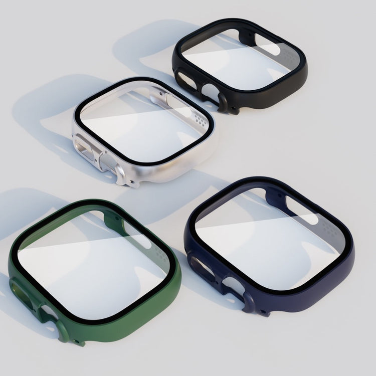 Mega Flot Apple Watch Ultra Cover med Skærmbeskytter i Plastik og Hærdet Glas - Sølv#serie_2