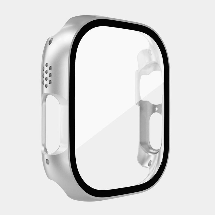Mega Flot Apple Watch Ultra Cover med Skærmbeskytter i Plastik og Hærdet Glas - Sølv#serie_7