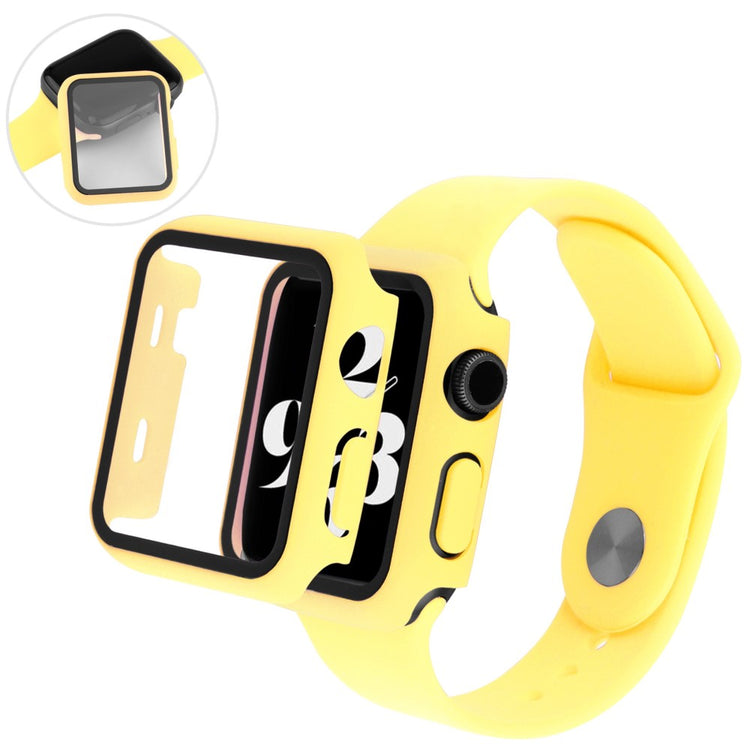 Apple Watch Ultra Plastik Rem med Cover og Hærdet Glas - Gul#serie_12