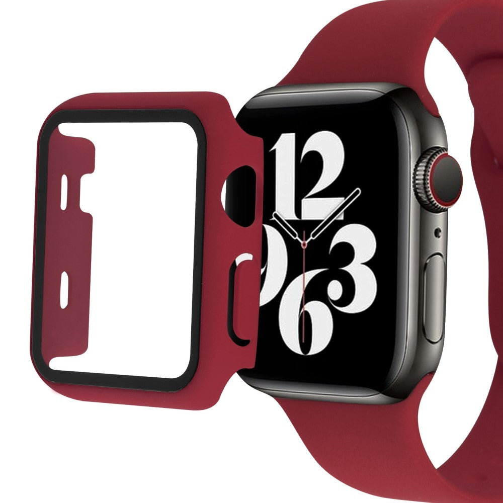 Apple Watch Ultra Plastik Rem med Cover og Hærdet Glas - Rød#serie_3