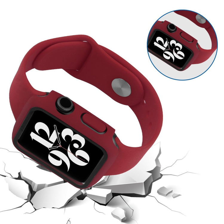 Apple Watch Ultra Plastik Rem med Cover og Hærdet Glas - Rød#serie_3