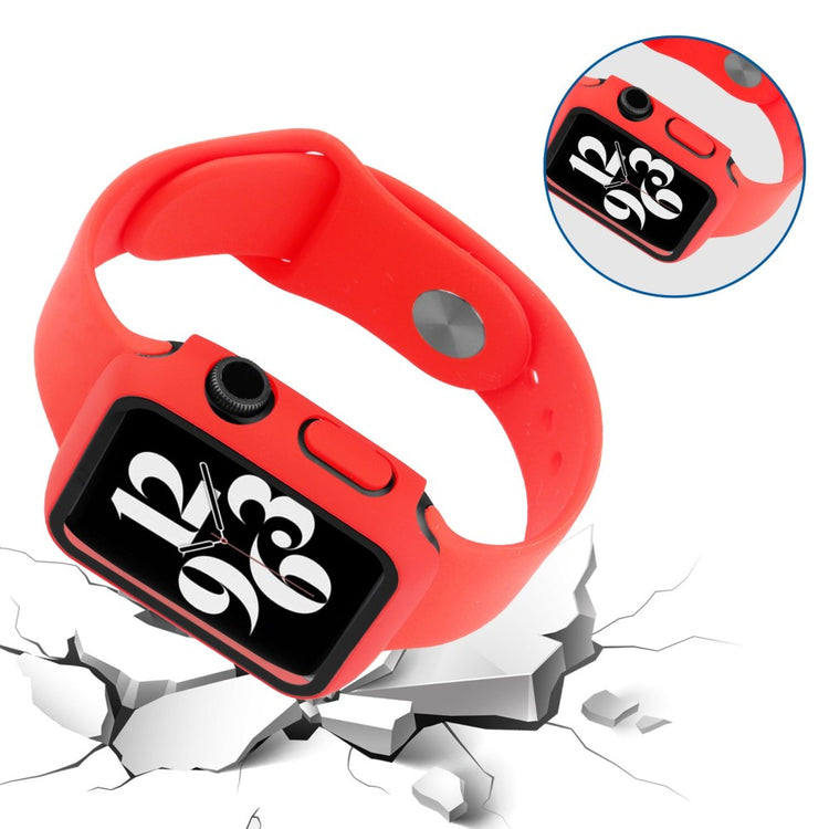 Apple Watch Ultra Plastik Rem med Cover og Hærdet Glas - Rød#serie_4