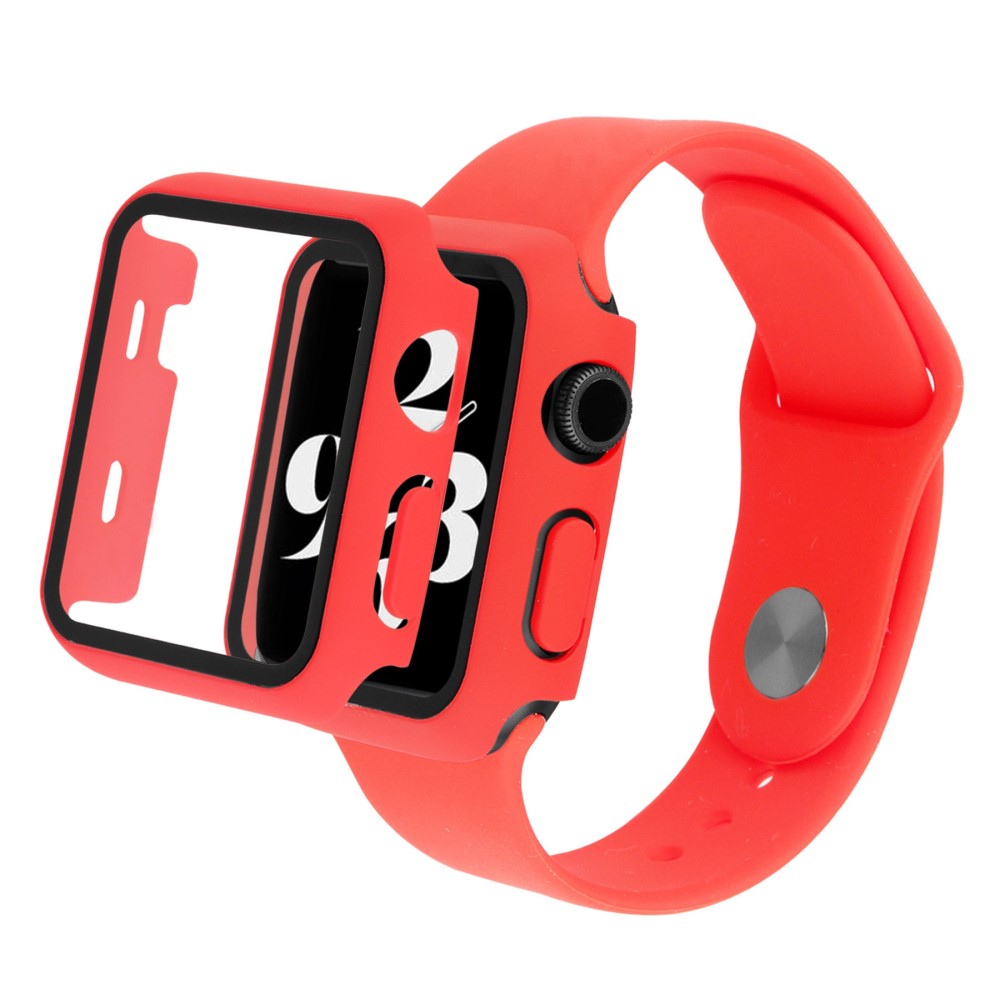 Apple Watch Ultra Plastik Rem med Cover og Hærdet Glas - Rød#serie_4