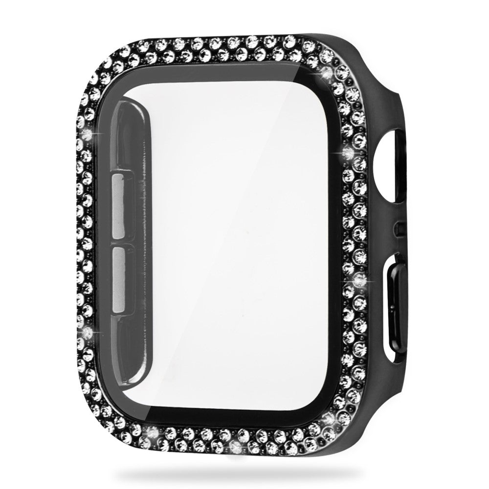 Super Fed Universal Apple Cover med Skærmbeskytter i Plastik, Rhinsten og Hærdet Glas - Sort#serie_1
