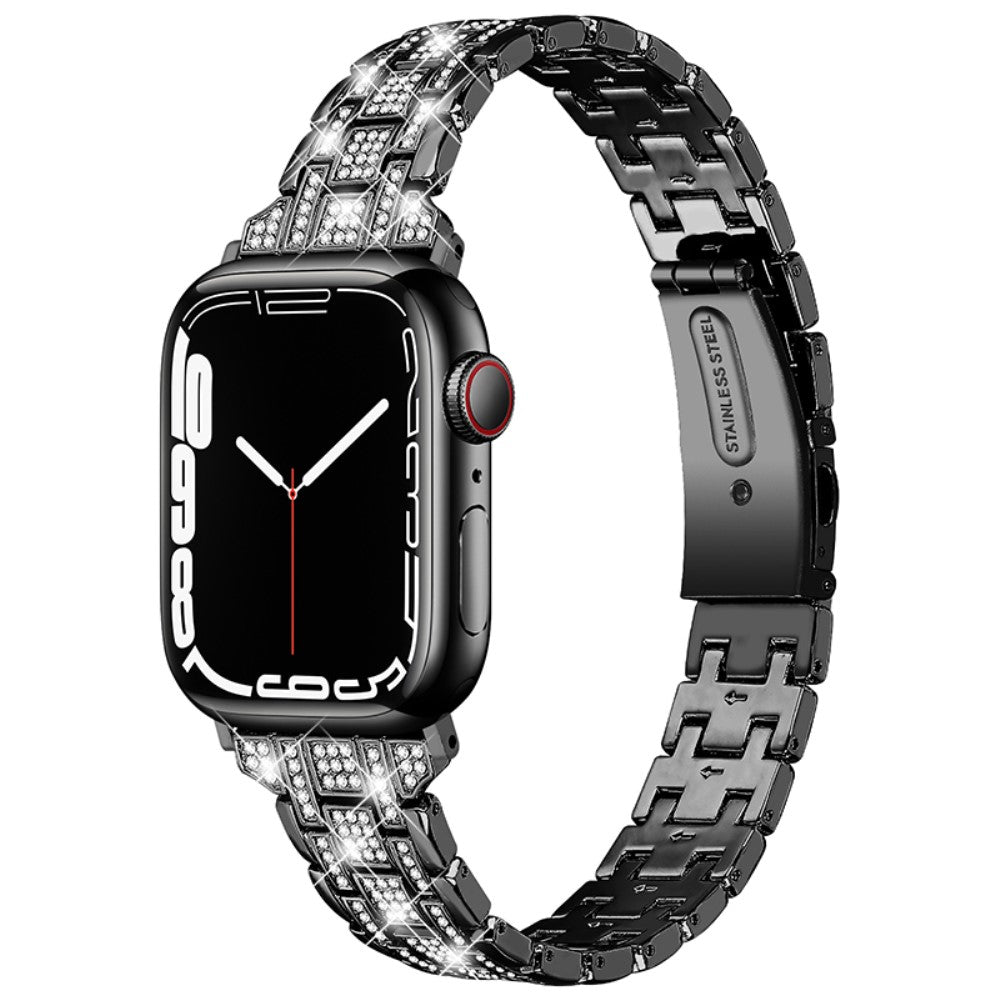 Meget fantastisk Universal Apple Metal og  Rhinsten Urrem - Sort#serie_1