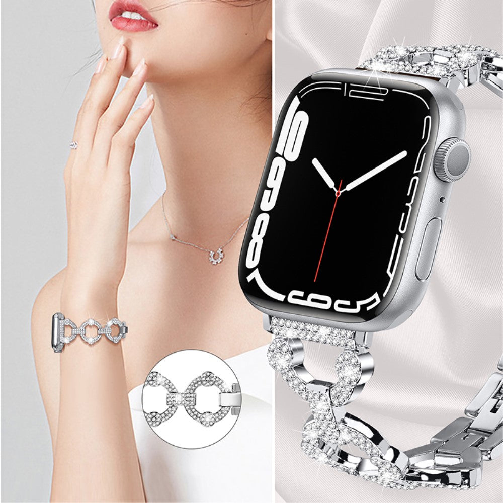 Elegant Universal Apple Rhinsten og Glas Rem - Sølv#serie_5