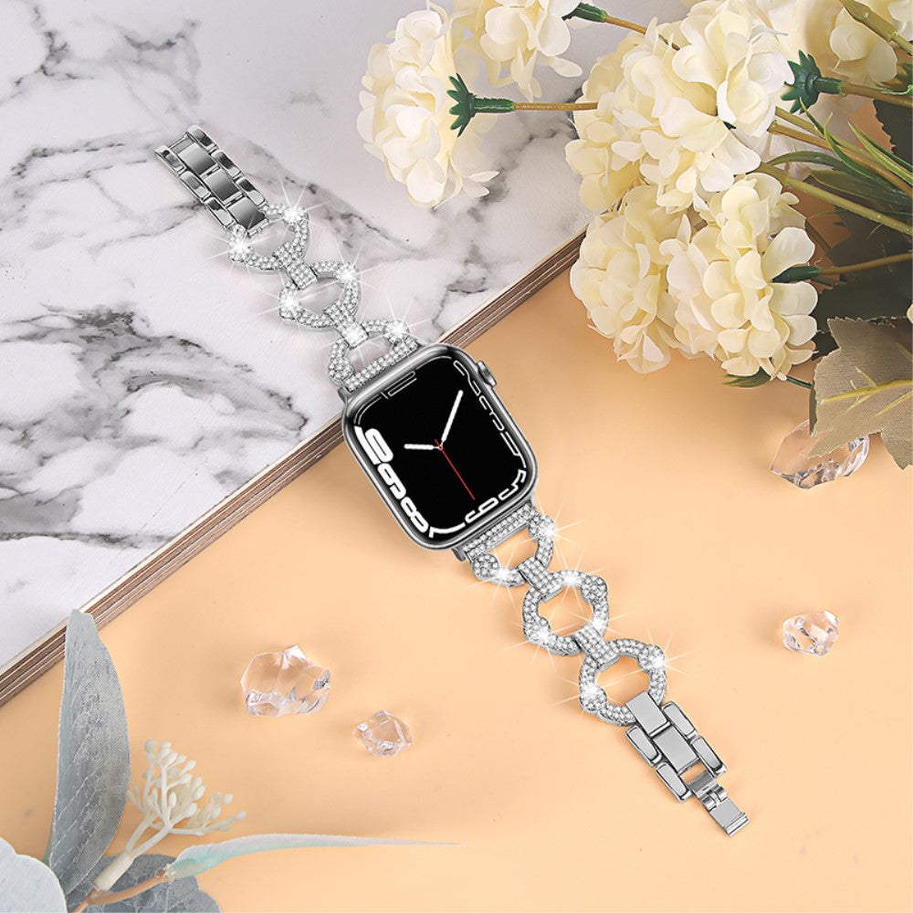Elegant Universal Apple Rhinsten og Glas Rem - Sølv#serie_5