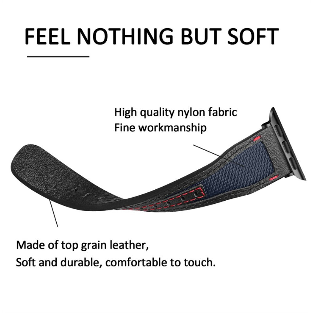 Mega godt Universal Apple Ægte læder og Nylon Rem - Blå#serie_4