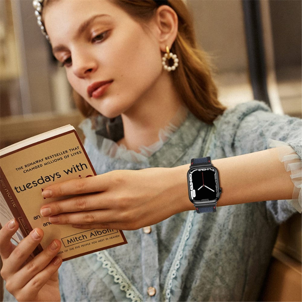 Mega godt Universal Apple Ægte læder og Nylon Rem - Blå#serie_4